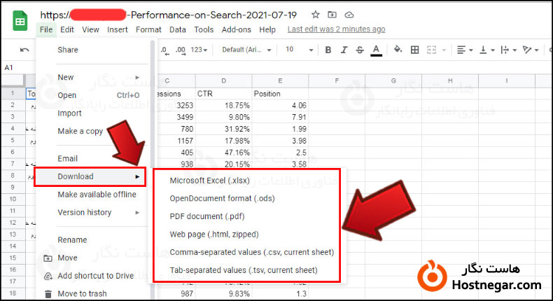 نحوه دانلود گزارش در Google Docs آموزش نحوه گزارش گیری در Google Search Console