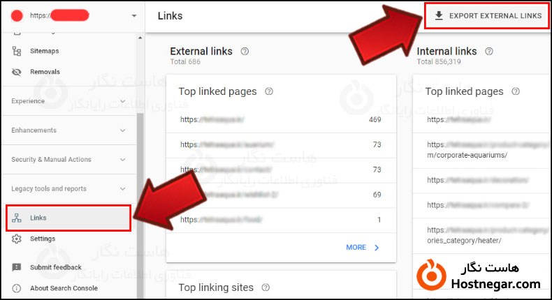 نحوه گزارش گیری از بخش Links آموزش نحوه گزارش گیری در Google Search Console