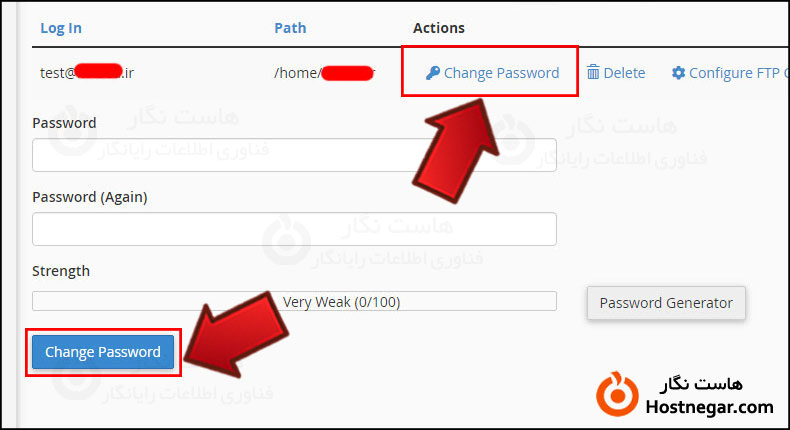 آموزش ساخت اکانت FTP در سی پنل تغییر رمزعبور اکانت FTP در سی پنل