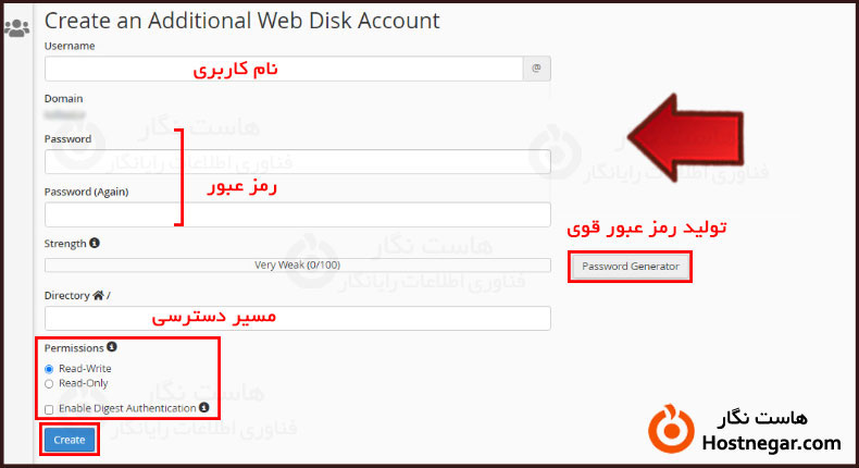 آموزش نحوه ایجاد اکانت وب دیسک جدید در سی پنل