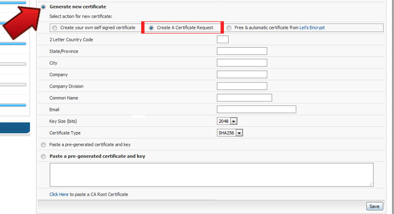 آموزش تولید CSR در DirectAdmin
